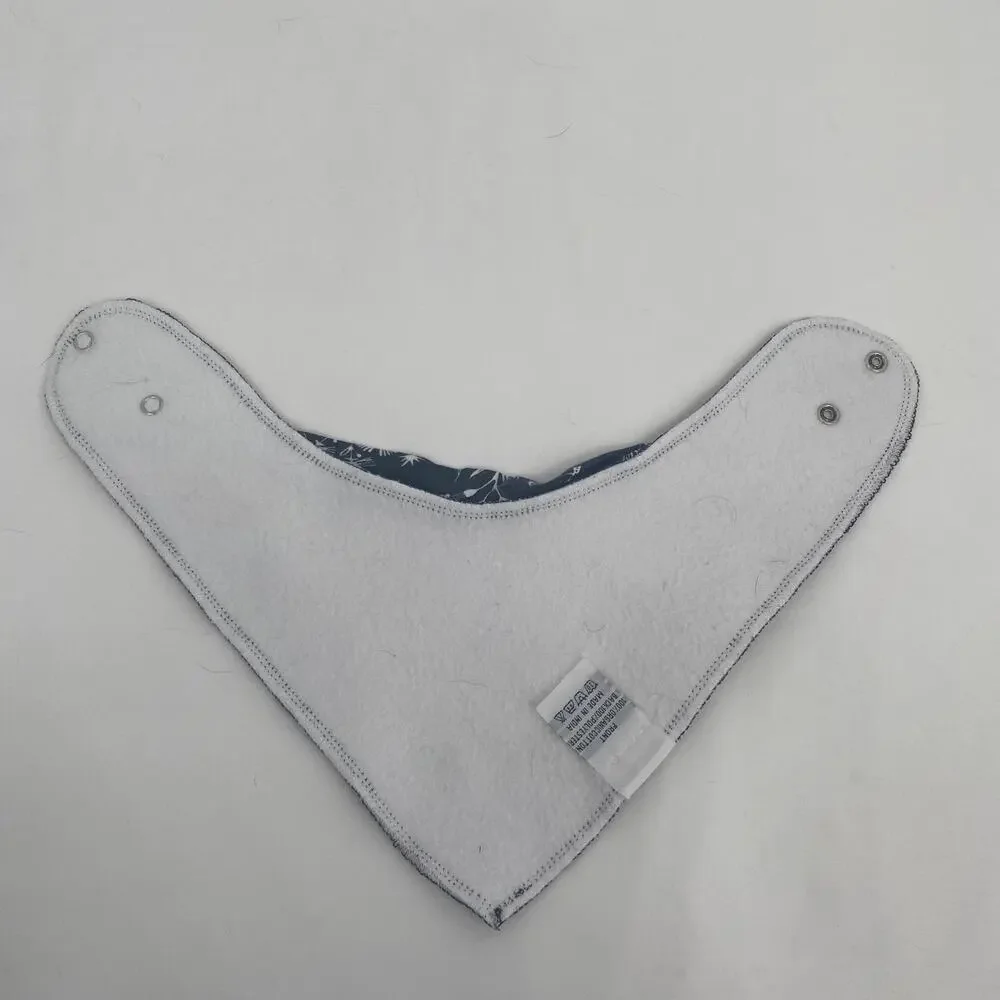 Baby Daulia Organic Cotton Bandana Bib Snap Closure Navy Blue White